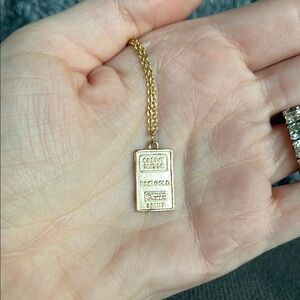Dubai Gold Bar Pendant Necklace 18 inch chain